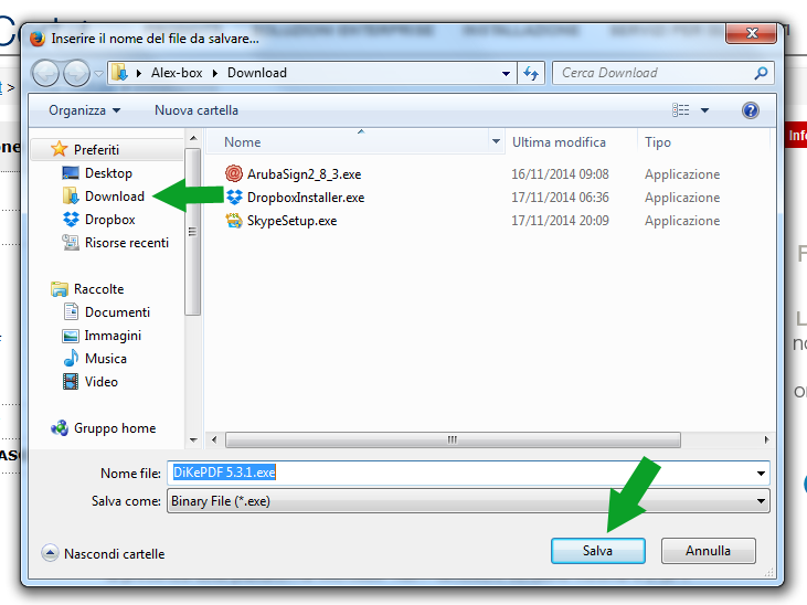 DikePDF firefox cartella del download