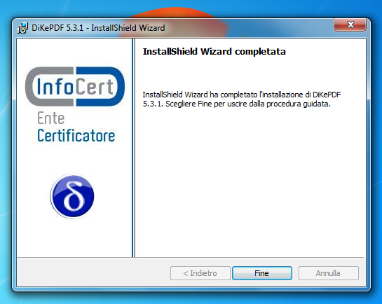 DiKePDF wizard installazione completata