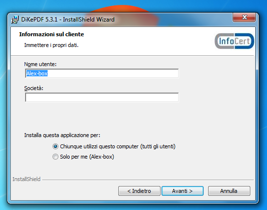 DiKePDF wizard schermata informazioni cliente