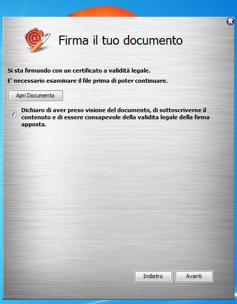 ArubaSign verifica documento da firmare