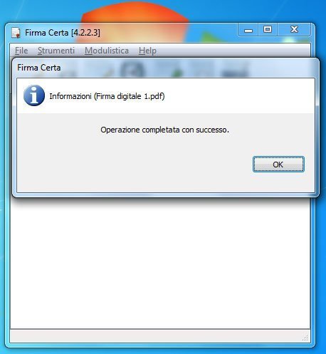 firma certa, operazione completata con successo 