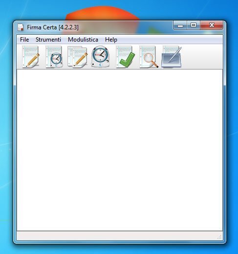 schermata principale del software firma certa
