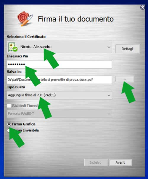 firna digitale pades grafica - opzioni