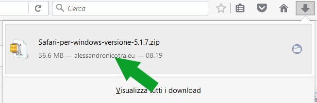 Mozilla Firefox download Safari completato