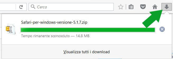 Mozilla Firefox stadio di avanzamento download Safari