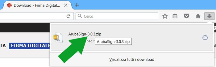 termine del download arubasign firefox