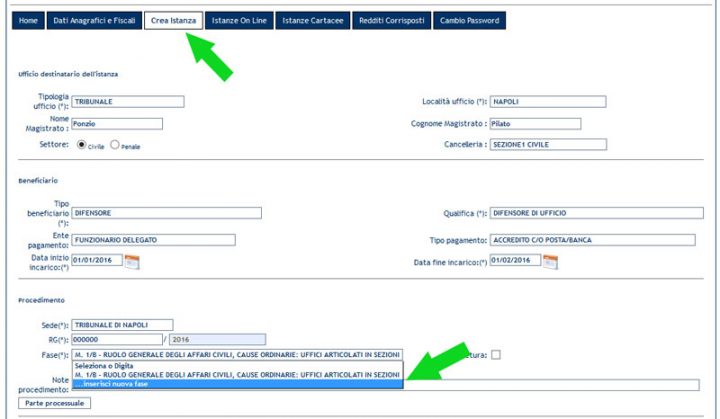 creare istanza web siamm inserisci nuova fase