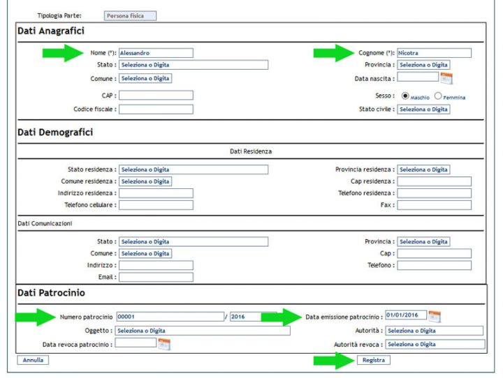 creare istanza web siamm parte processuale