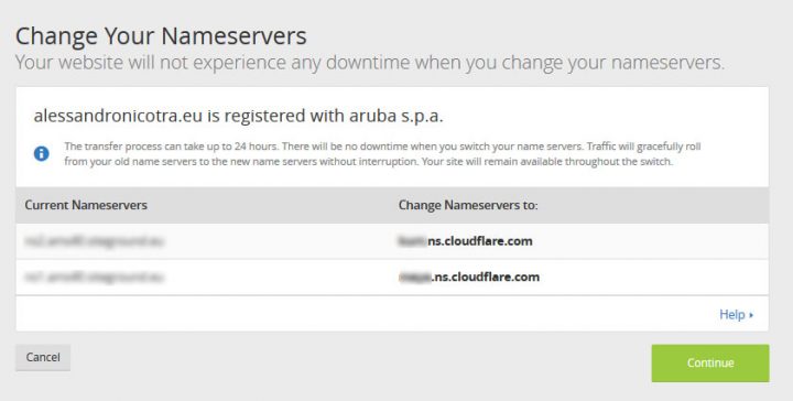 CDN Cloudflare cambia i nameserver