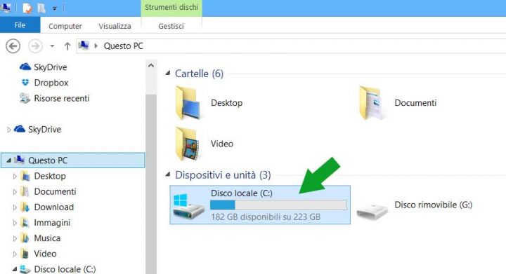 Disco C prima della partizione HD