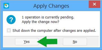 EaseUS Partition Master Apply Changes