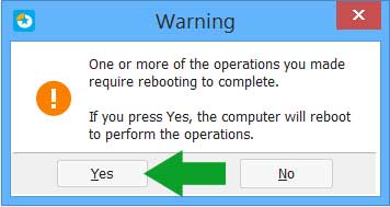 EaseUS Partition Master Warning
