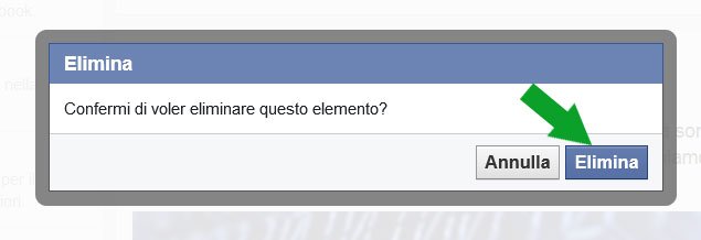 Facebook eliminare post dalla timeline - conferma