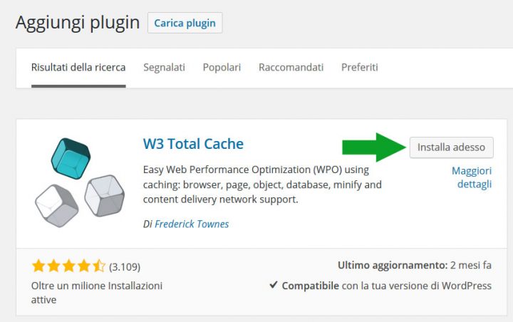 installare w3 total cache