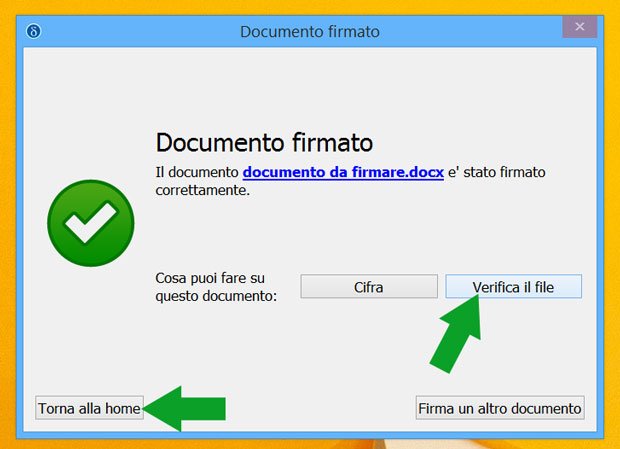 Dike 6 Software - torna alla schermata principale o verifica documento