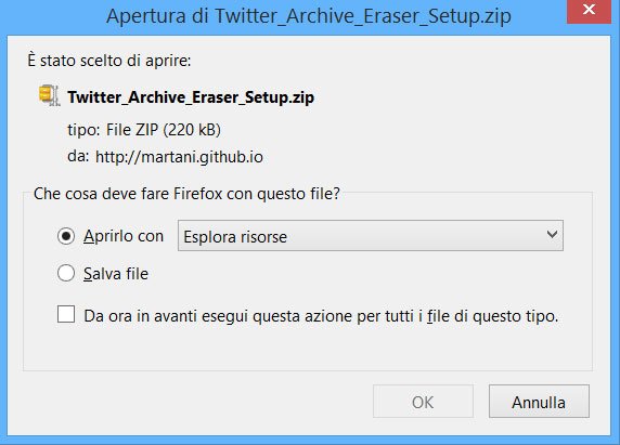 Twitter Archive Eraser - download 3 versioni