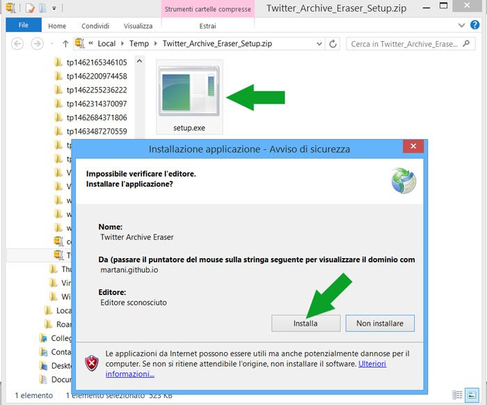 Twitter Archive Eraser -installa applicazione