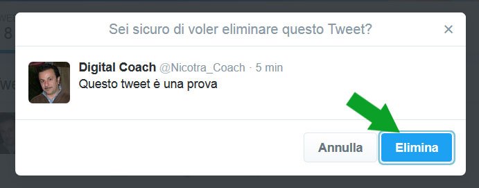  cancellare tweet -conferma