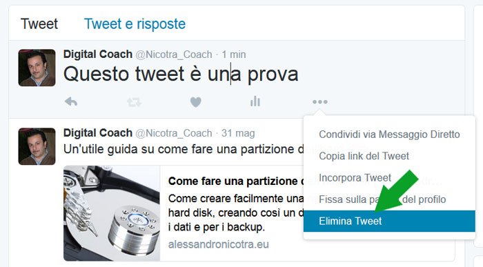  cancellare tweet - elimina