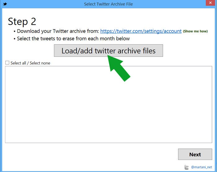 twitter archive eraser step 2