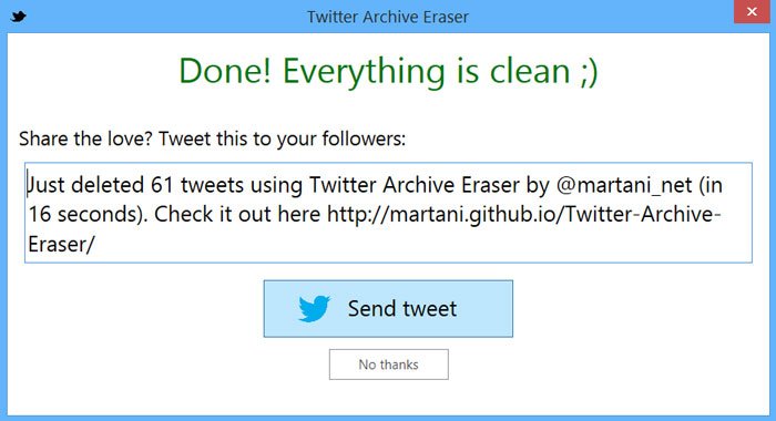 twitter archive eraser step 3 processo terminato
