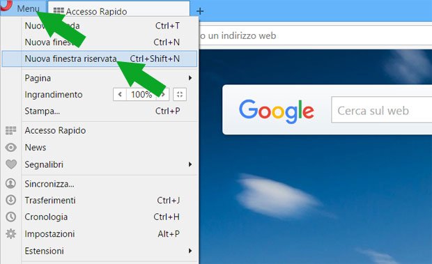 pera nuova finestra riservata