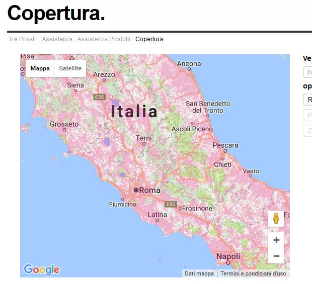 copertura 3 Italia 3G 4G