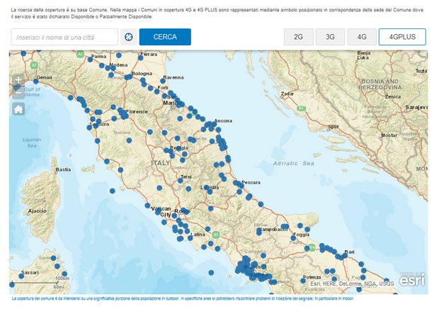copertura TIM 4G plus LTE advanced