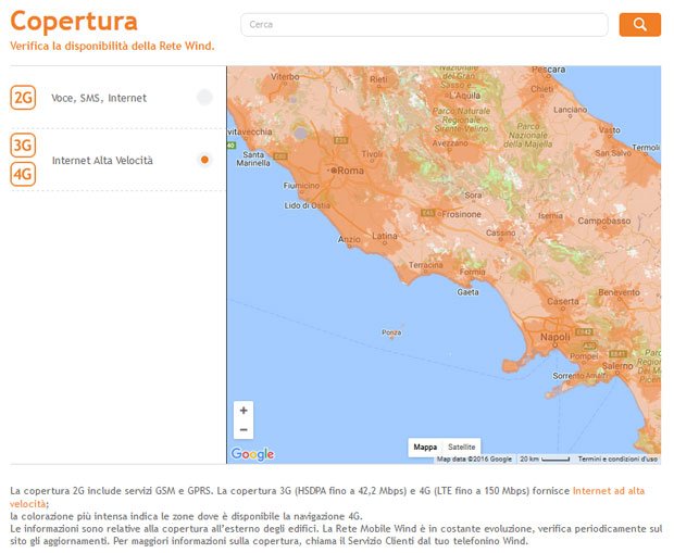  copertura WIND 3G 4G LTE