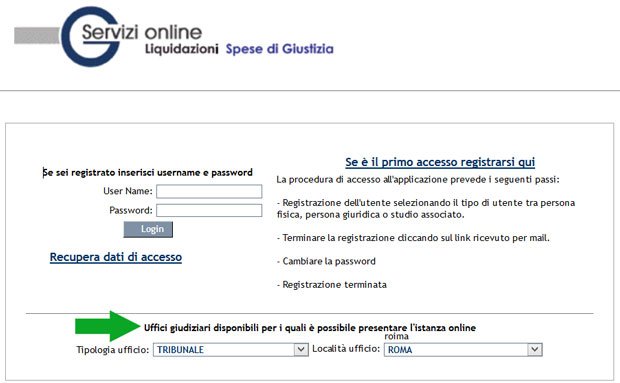 registrazione lsg giustizia istanza siamm