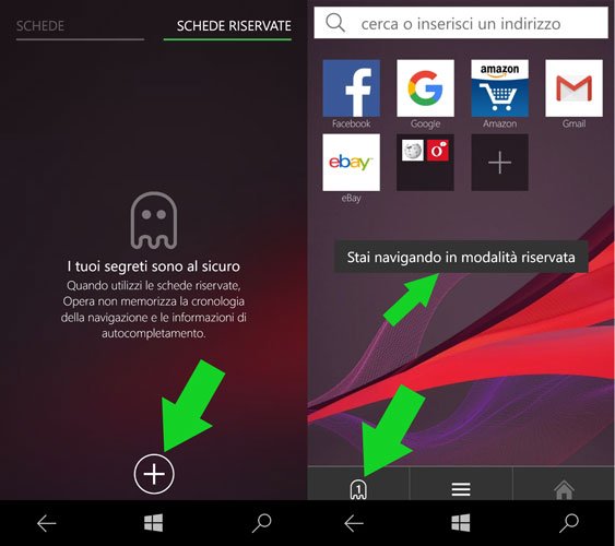 Opera Mini su windows 10 mobile