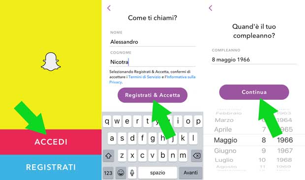 configurare snapchat