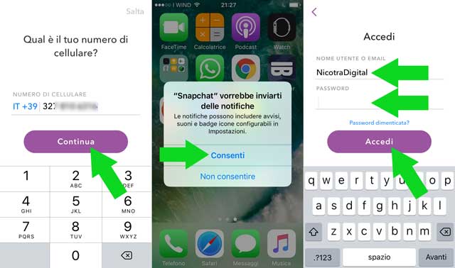 configurare snapchat