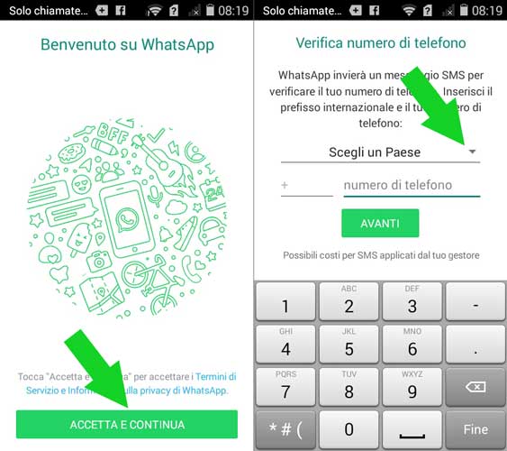 configurare whatsapp android