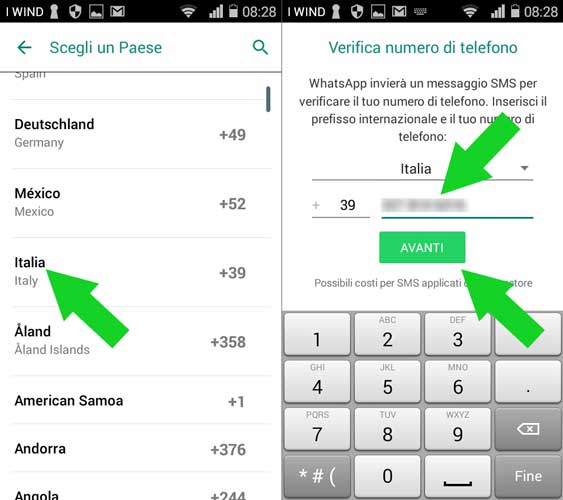 configurare whatsapp android