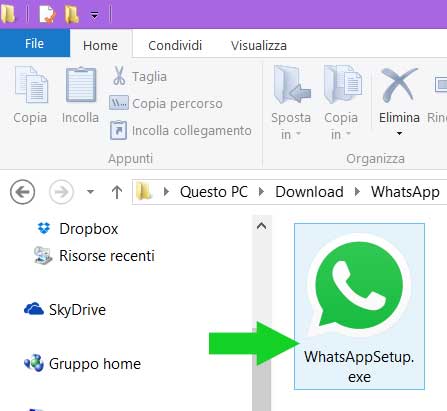 file di installazione di WhatsApp