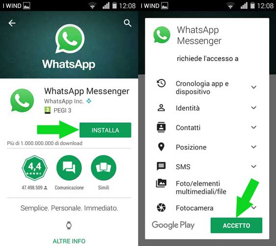 installare whatsapp per android