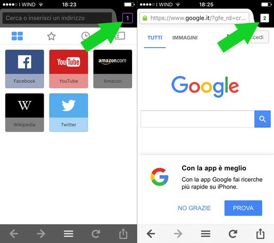 navigazione anonima con firefox su iPhone