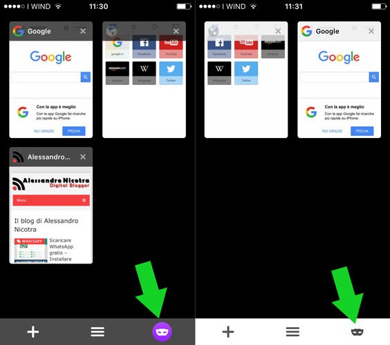 navigazione in incognito da cellulare con firefox su iPhone