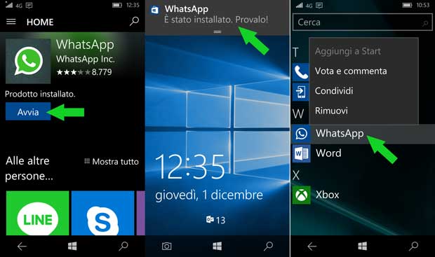 whatsapp installato