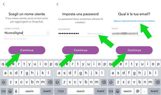 configurare snapchat