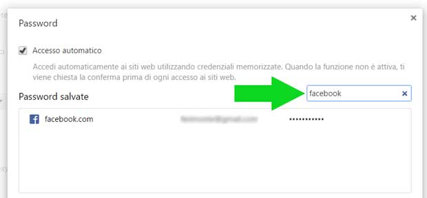 Cerca password di Google Chrome