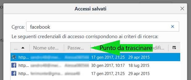 Mozilla Firefox - Allarga colonna