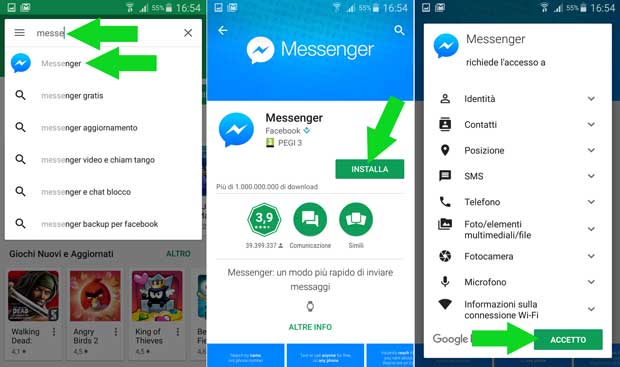 installare messenger da google play