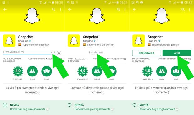 snapchat download play store apri