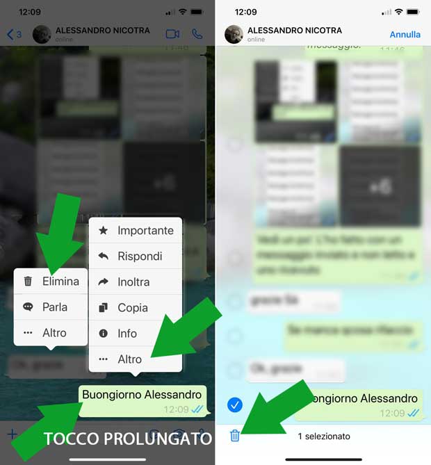 Eliminare messaggio inviato con l'iPhone