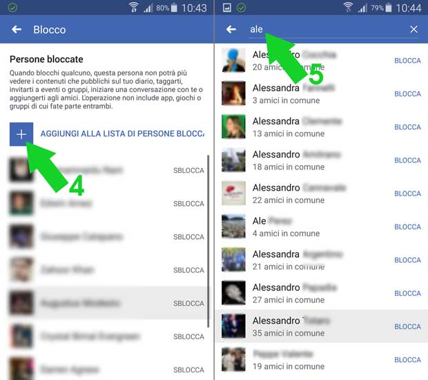 elenco delle persone bloccate