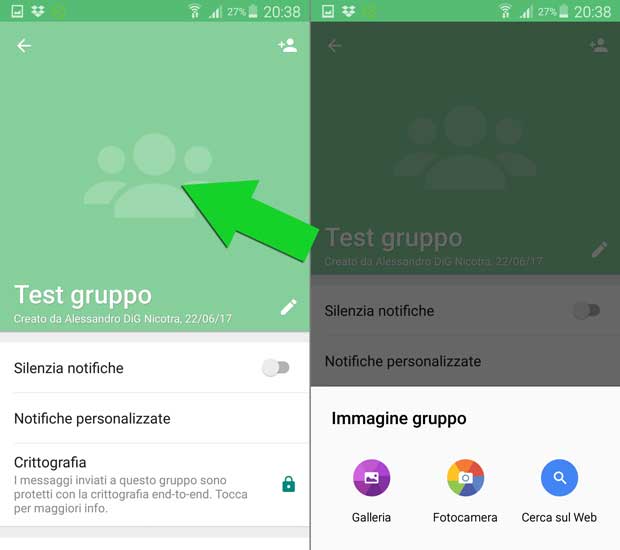 modificare immagine del gruppo di whatsapp