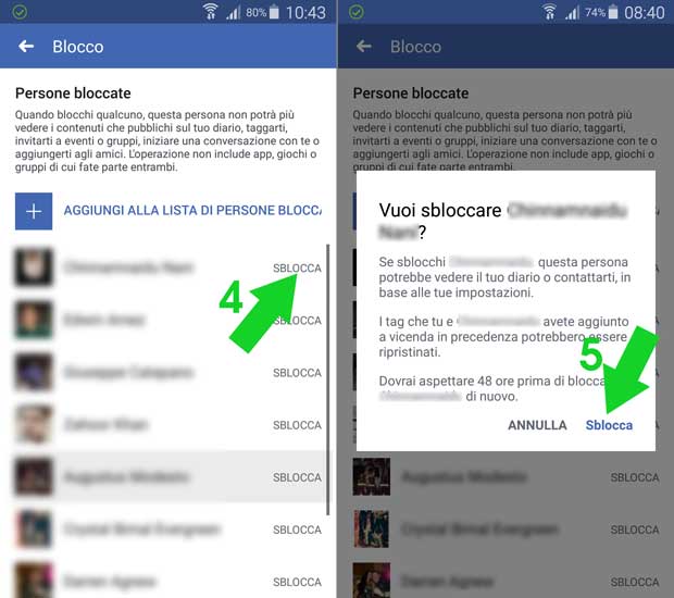 rimuovere il blocco FB con lo smartphone