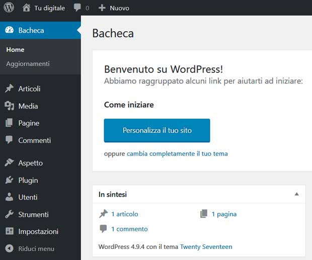 bacheca di wordpress